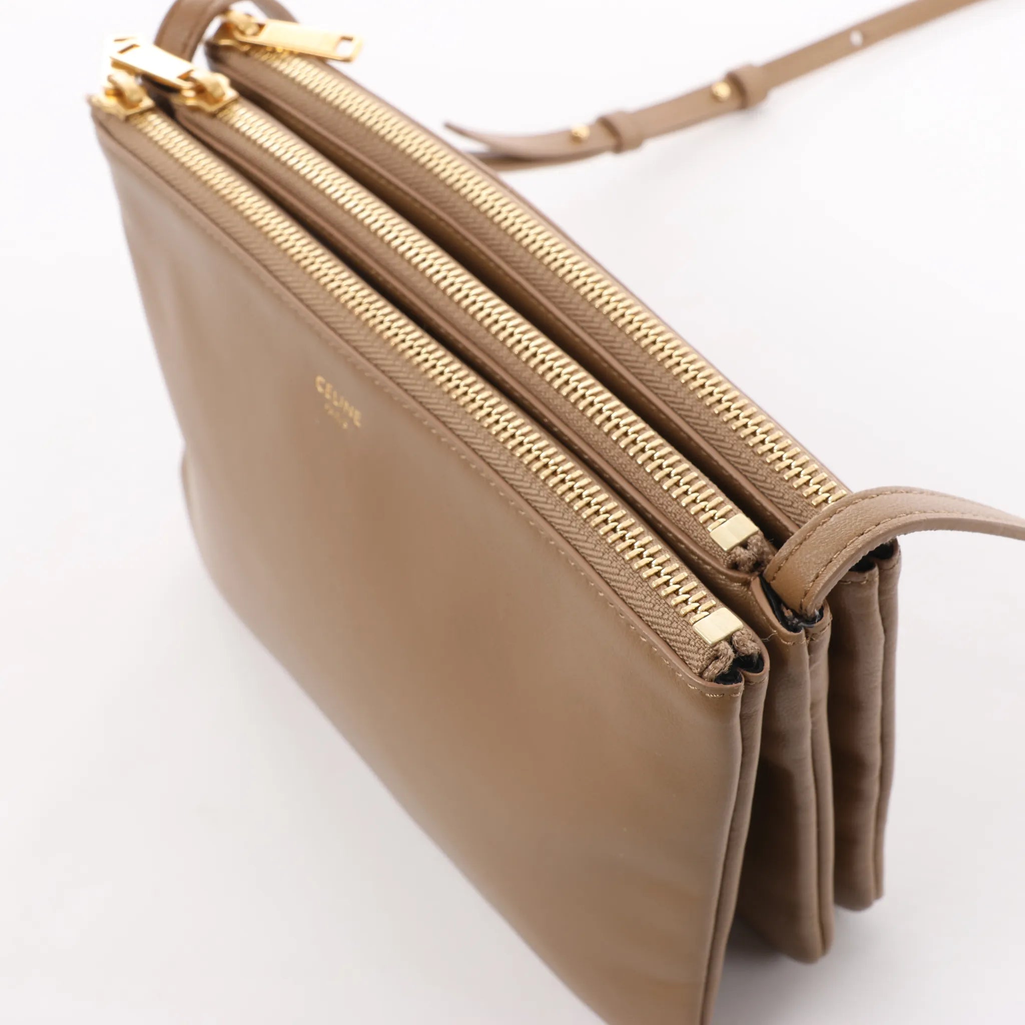 Celine Trio Small Leather Crossbody bag in Brown