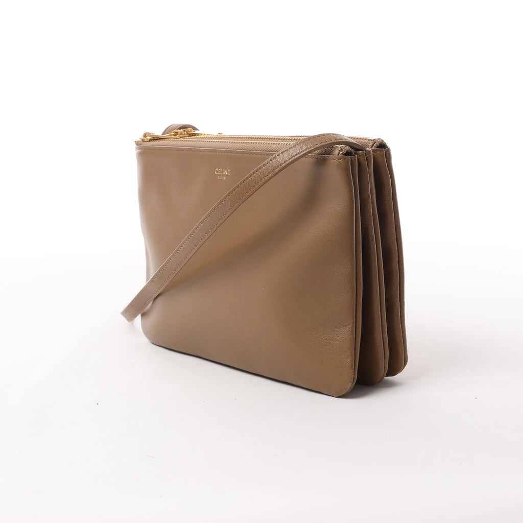 Celine Trio Small Leather Crossbody bag in Brown