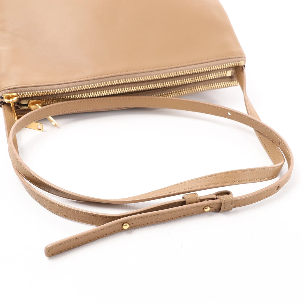 Celine Trio Large Leather Crossbody bag in Beige