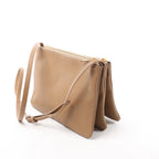 Celine Trio Large Leather Crossbody bag in Beige