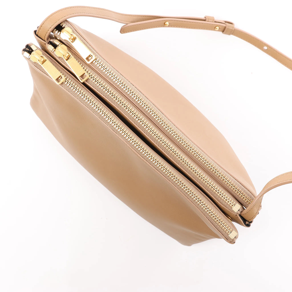 Celine Trio Large Leather Crossbody bag in Beige