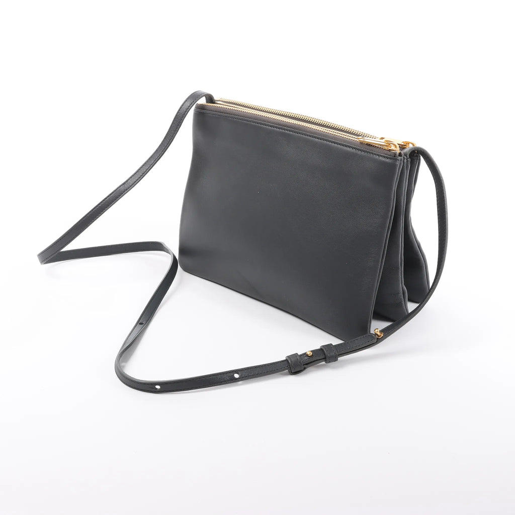 Celine Trio Large Leather Crossbody bag in Black