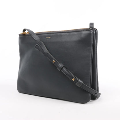 Celine Trio Large Leather Crossbody bag in Gray