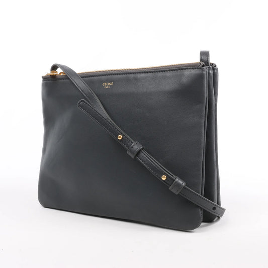 Celine Trio Large Leather Crossbody bag in Gray