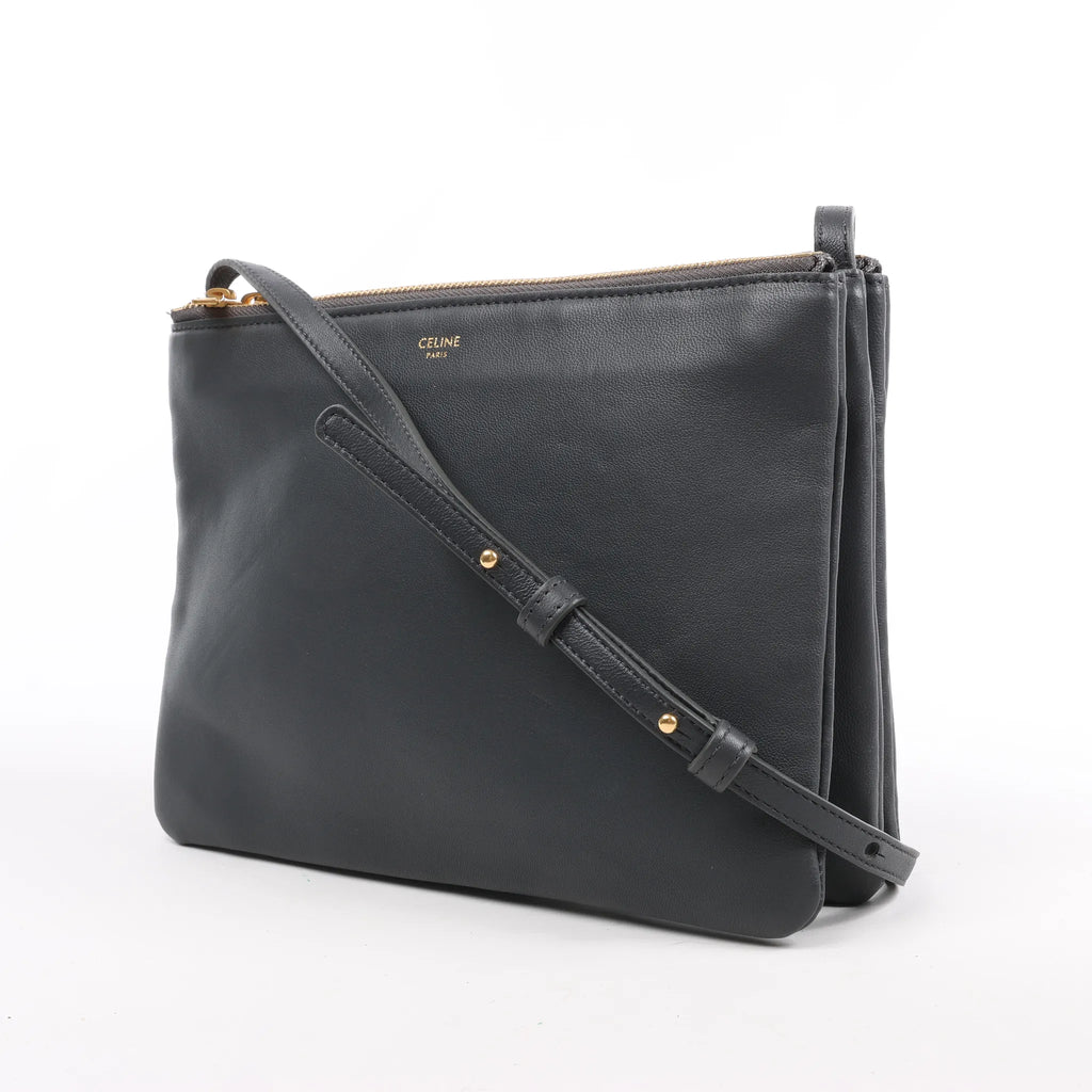 Celine Trio Large Leather Crossbody bag in Black