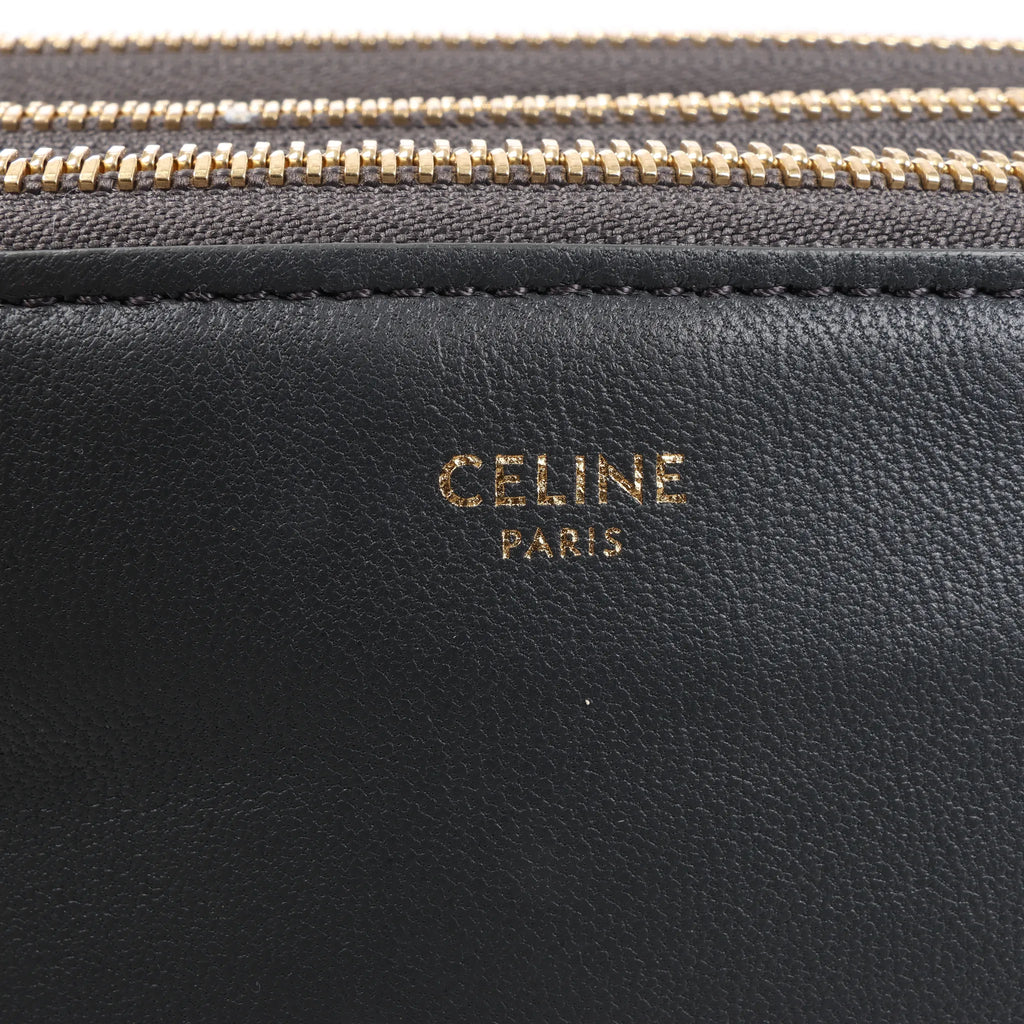 Celine Trio Large Leather Crossbody bag in Black