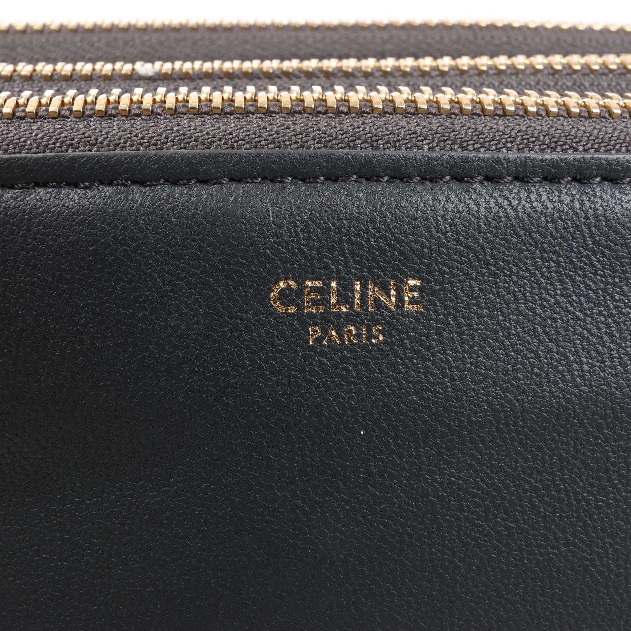Celine Trio Large Leather Crossbody bag in Black