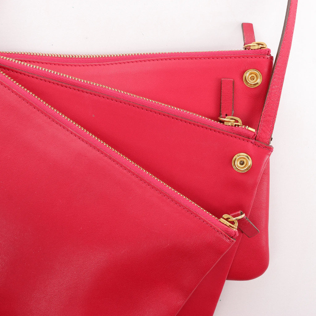 Celine Trio Large Leather Crossbody bag in Pink