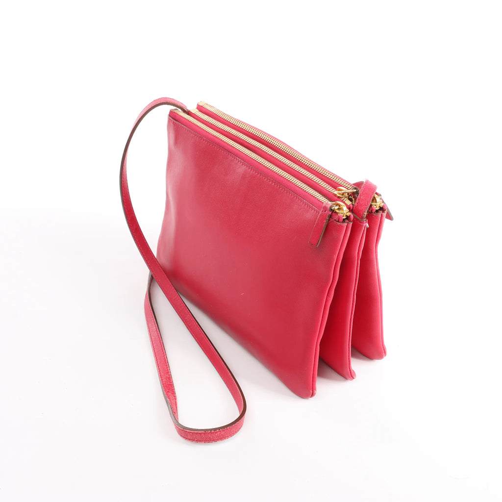 Celine Trio Large Leather Crossbody bag in Pink