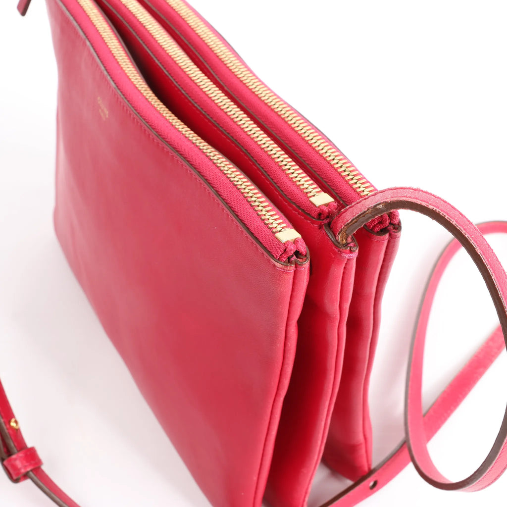 Celine Trio Large Leather Crossbody bag in Pink