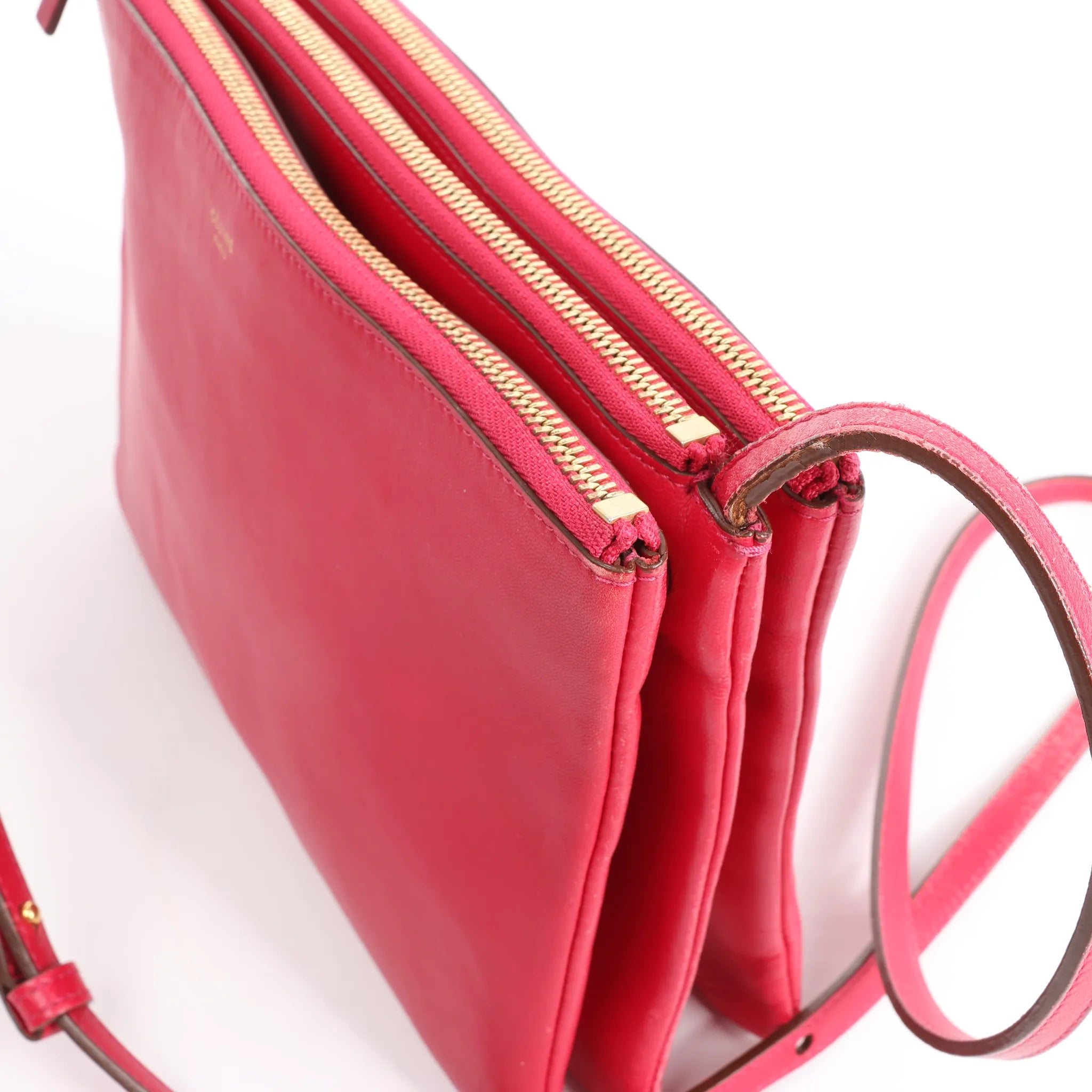 Celine Trio Large Leather Crossbody bag in Pink