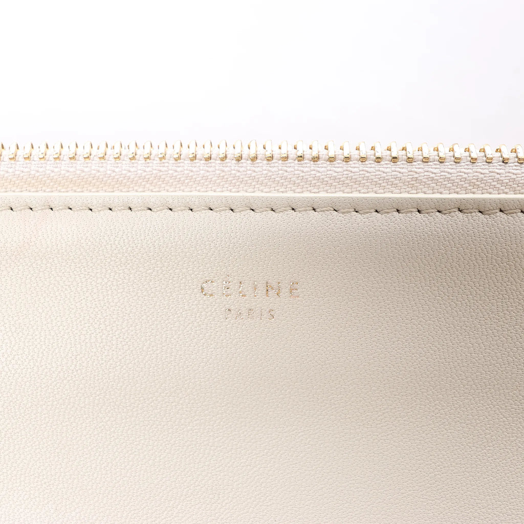 Celine Trio Small Leather Crossbody bag in Ecru