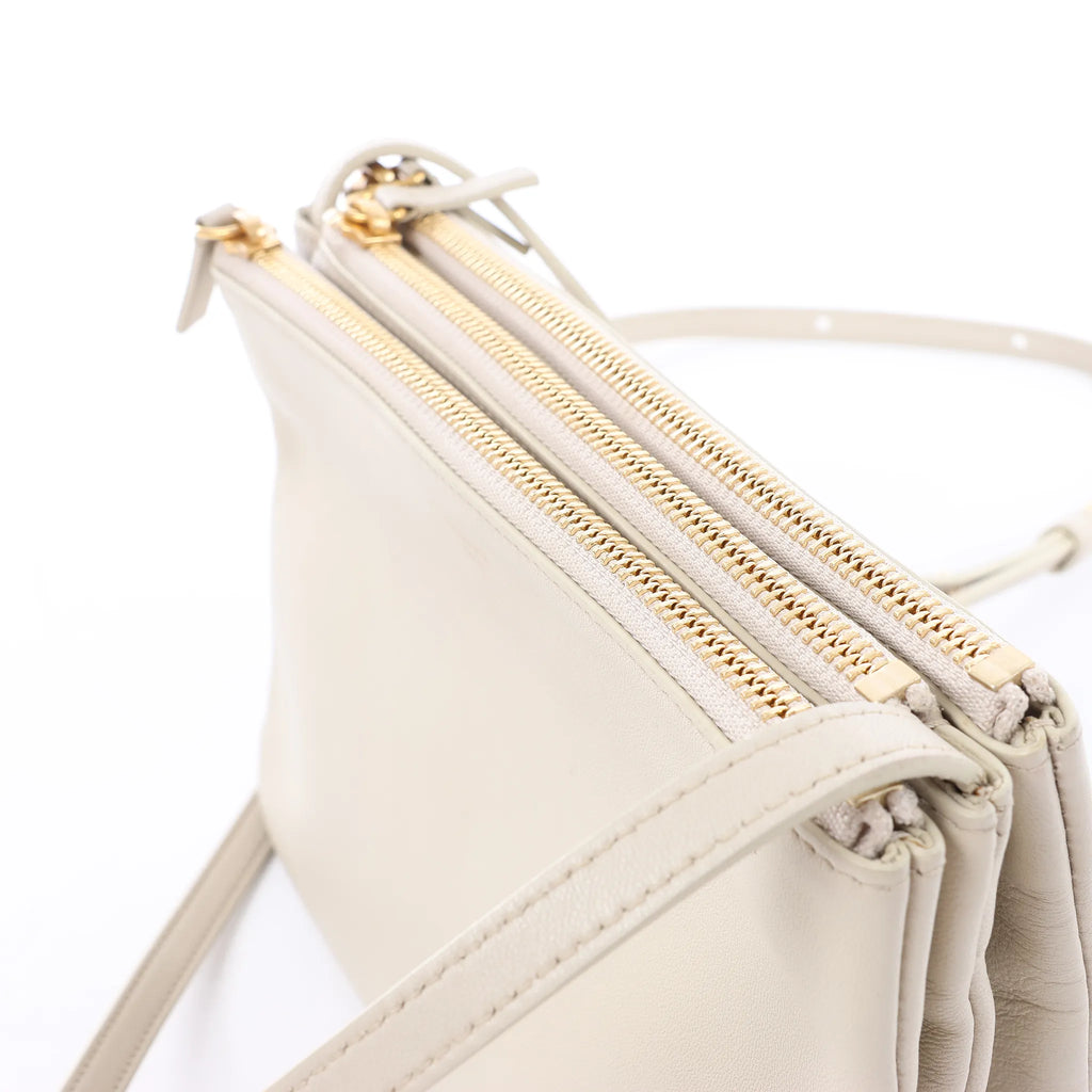 Celine Trio Small Leather Crossbody bag in Ecru