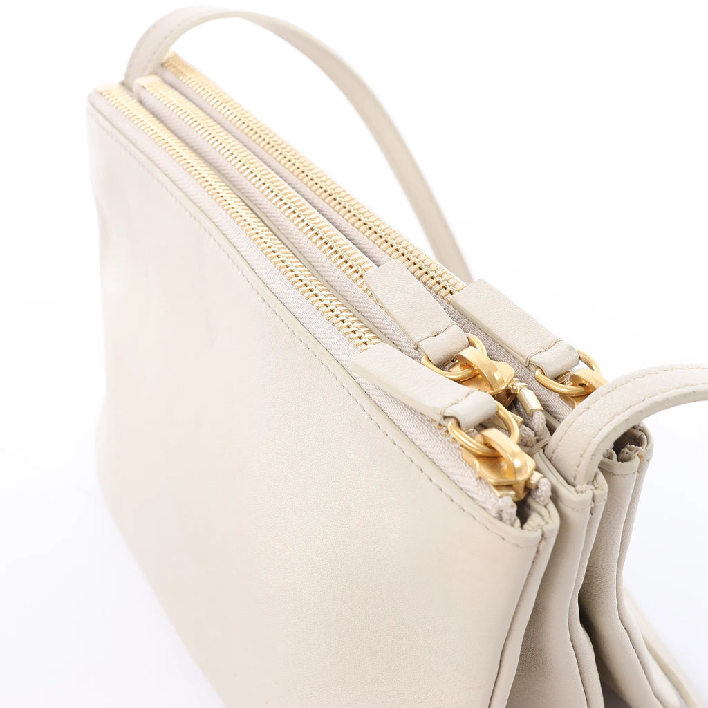 Celine Trio Small Leather Crossbody bag in Ecru