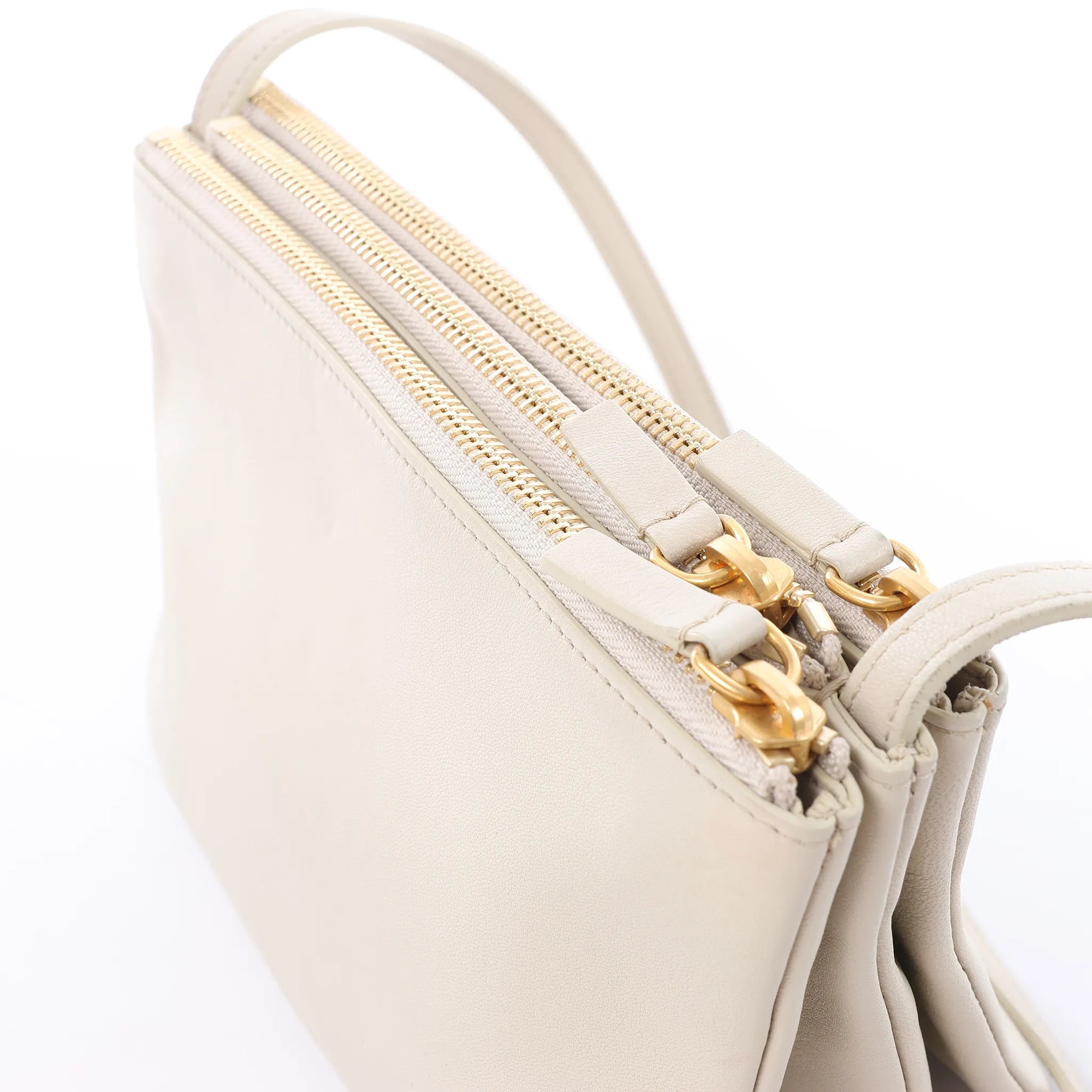 Celine Trio Small Leather Crossbody bag in Ecru