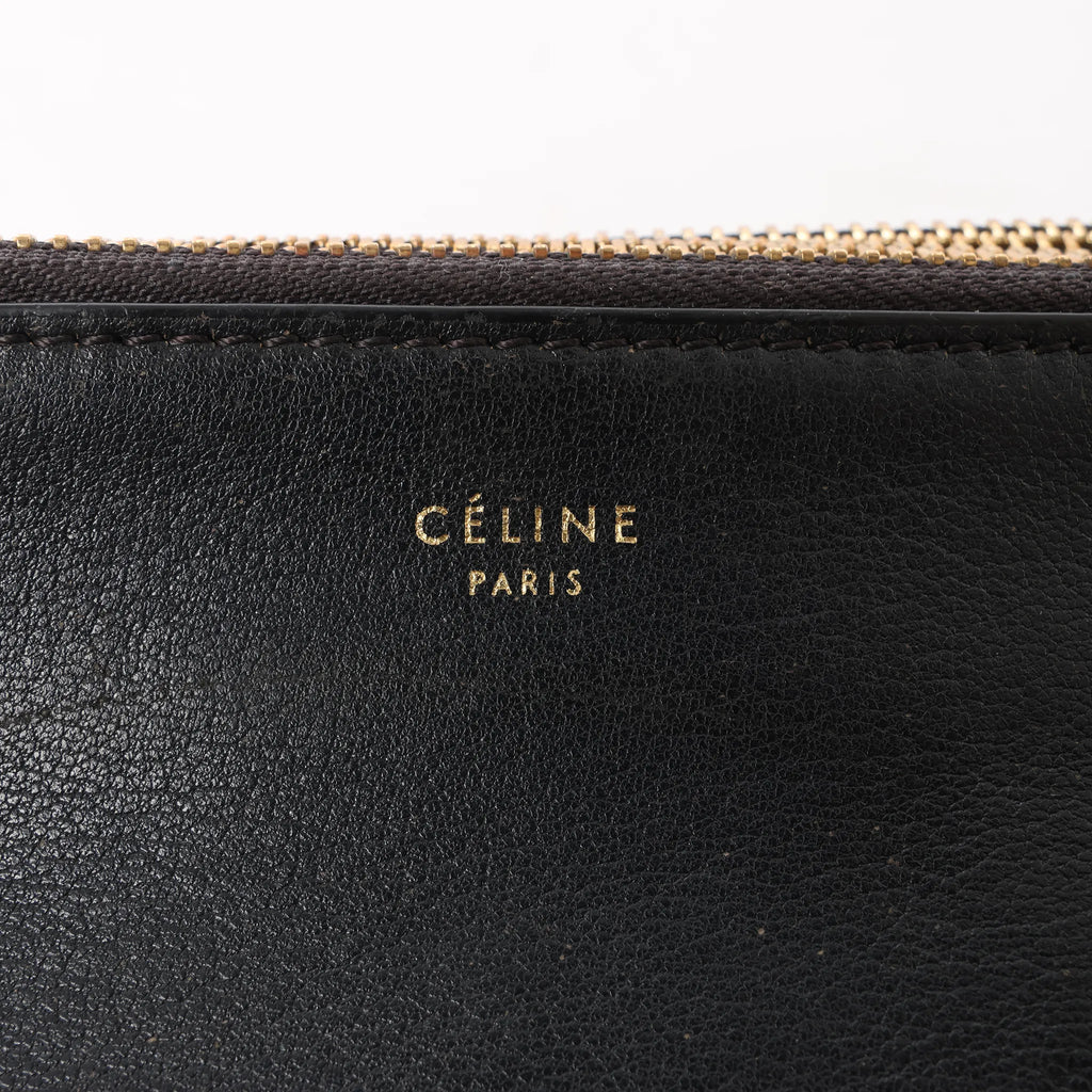 Celine Trio Small Leather Crossbody bag in Black