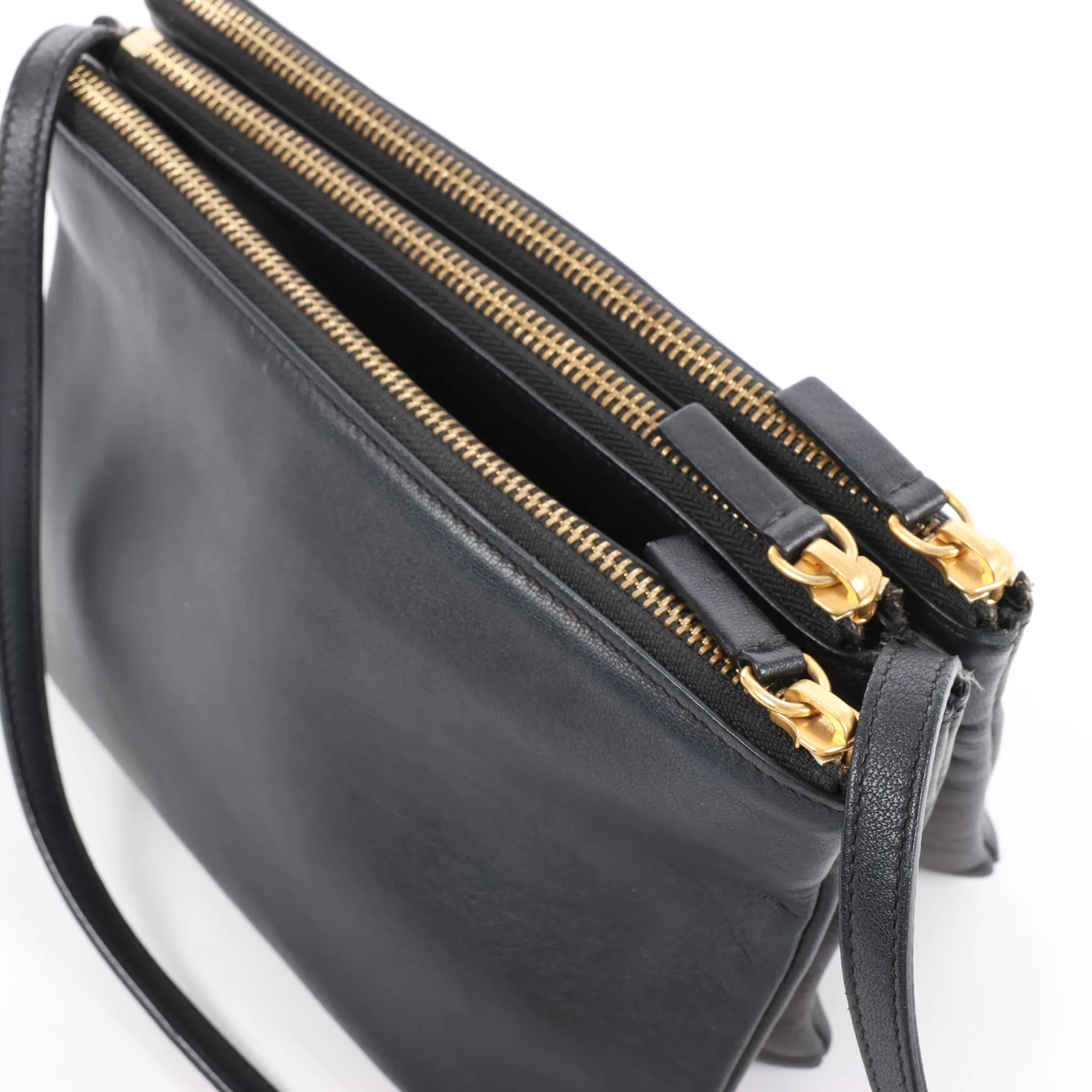 Celine Trio Small Leather Crossbody bag in Black