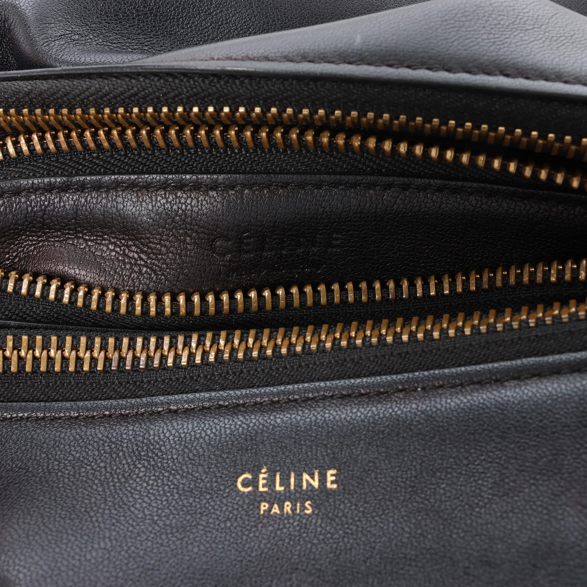 Celine Trio Small Leather Crossbody bag in Black