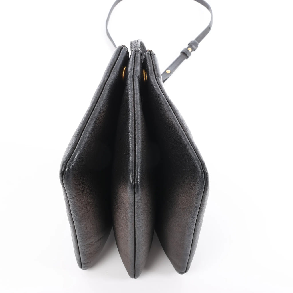 Celine Trio Small Leather Crossbody bag in Black