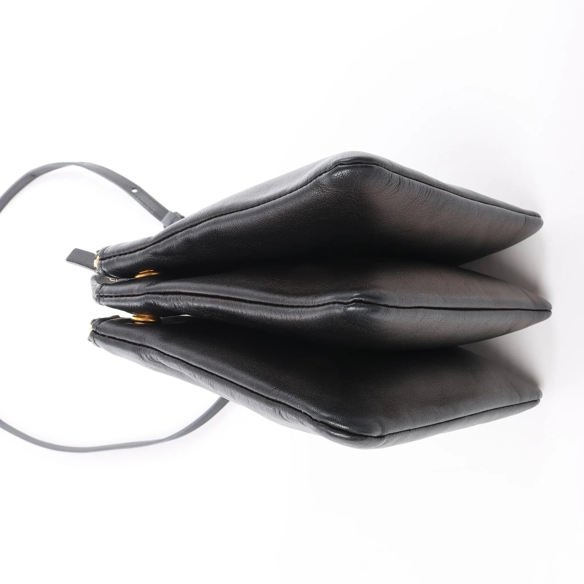 Celine Trio Small Leather Crossbody bag in Black