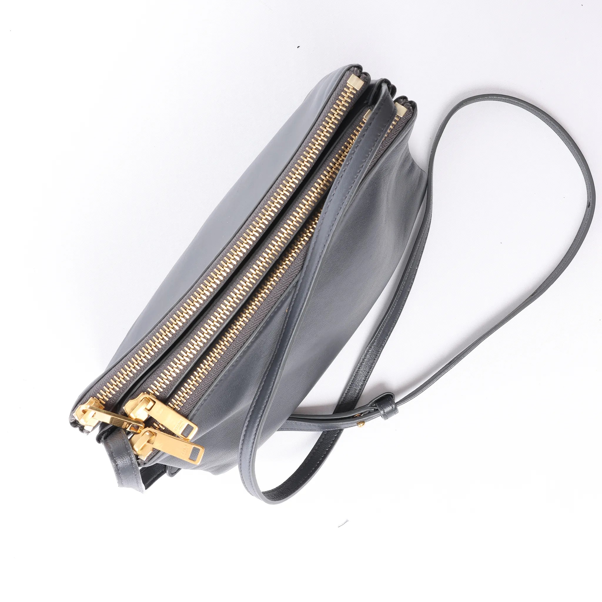 Celine Trio Small Leather Crossbody bag in Gray