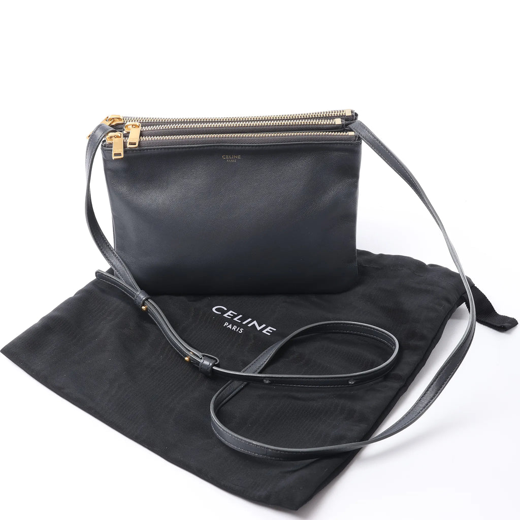 Celine Trio Small Leather Crossbody bag in Gray