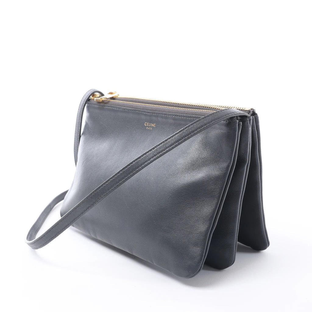 Celine Trio Small Leather Crossbody bag in Gray