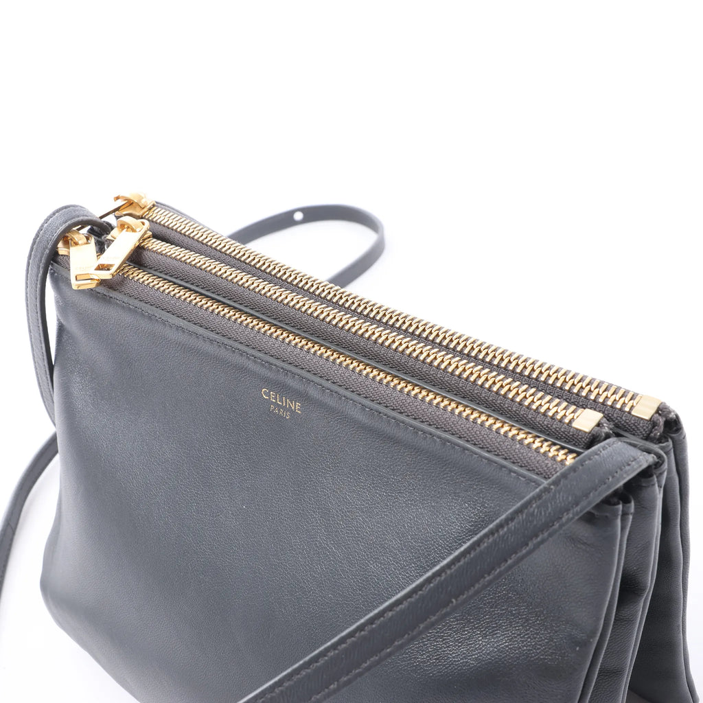 Celine Trio Small Leather Crossbody bag in Gray