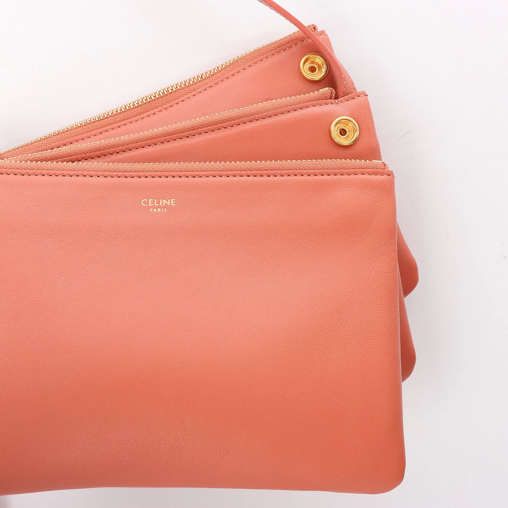 Celine Trio Small Leather Crossbody bag in Orange