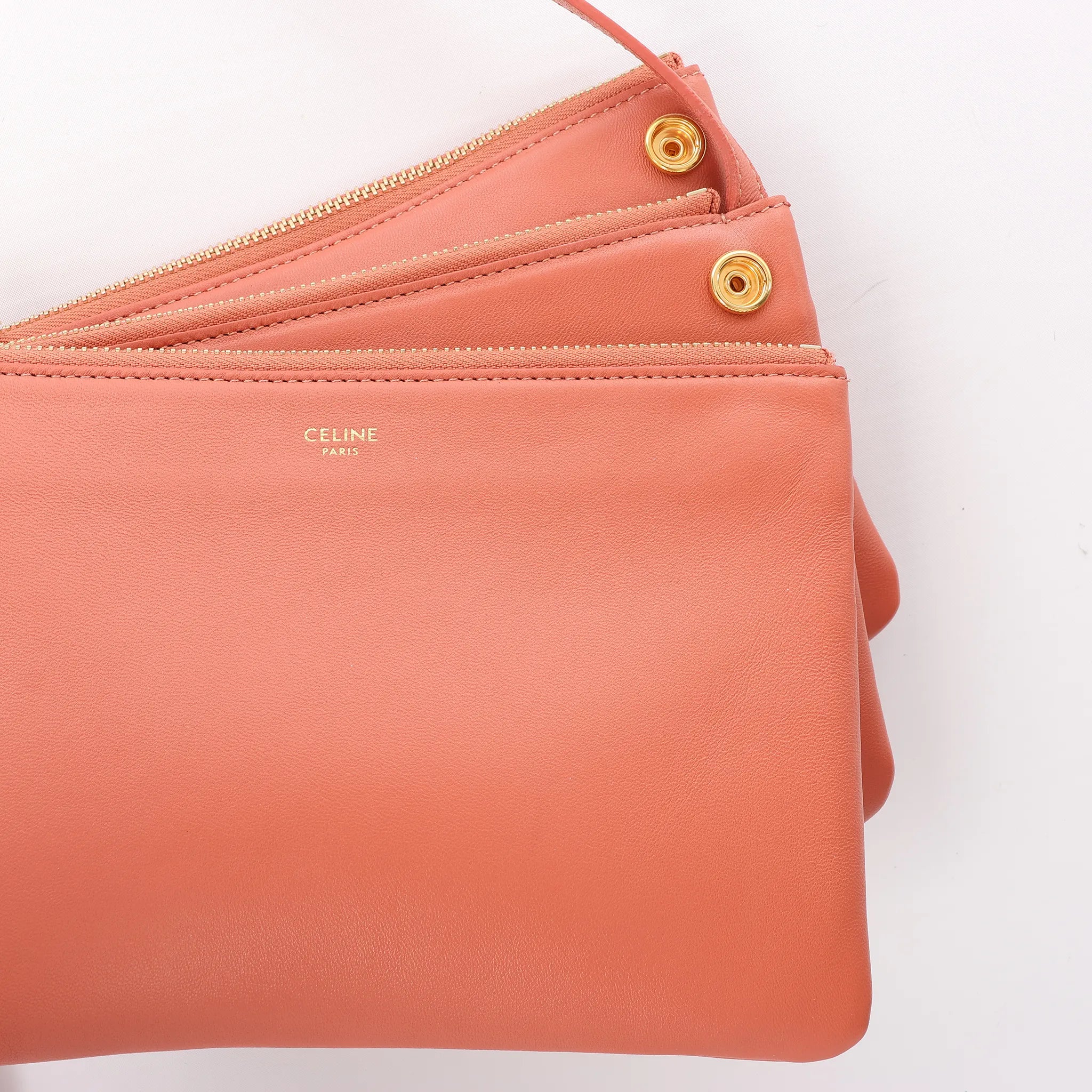 Celine Trio Small Leather Crossbody bag in Orange