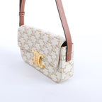 Celine Triomphe Claude PVC & Leather Shoulder bag in Beige
