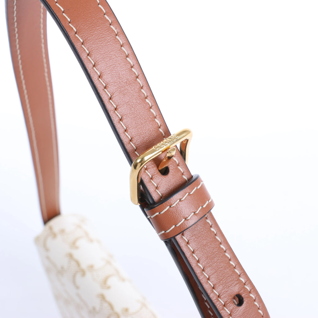 Celine Triomphe Claude PVC & Leather Shoulder bag in Beige