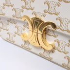 Celine Triomphe Claude PVC & Leather Shoulder bag in Beige