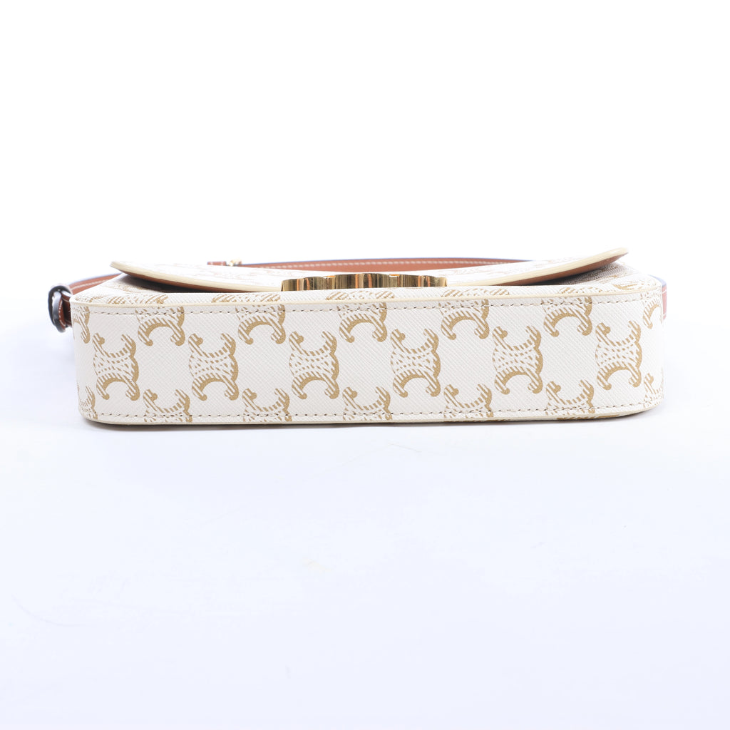Celine Triomphe Claude PVC & Leather Shoulder bag in Beige