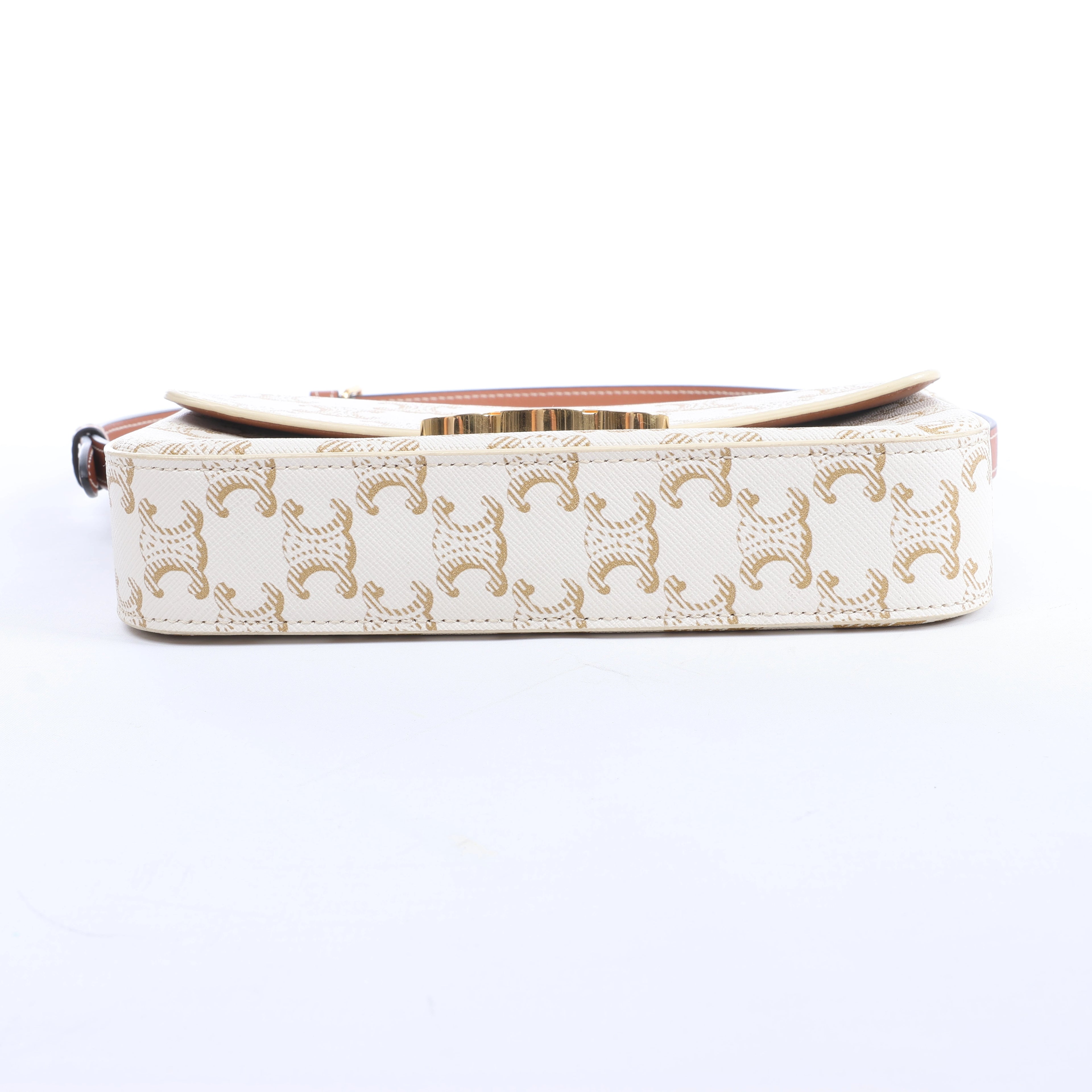 Celine Triomphe Claude PVC & Leather Shoulder bag in Beige