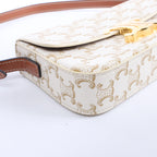 Celine Triomphe Claude PVC & Leather Shoulder bag in Beige