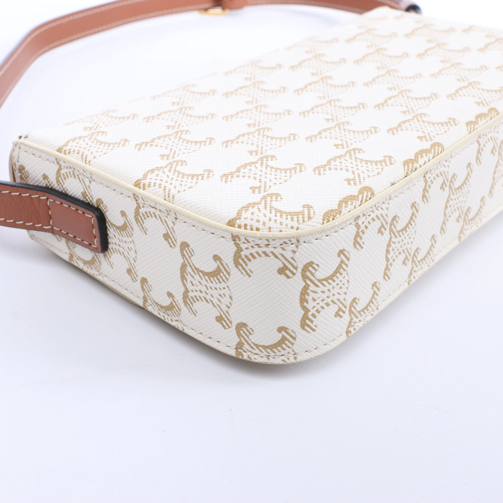 Celine Triomphe Claude PVC & Leather Shoulder bag in Beige