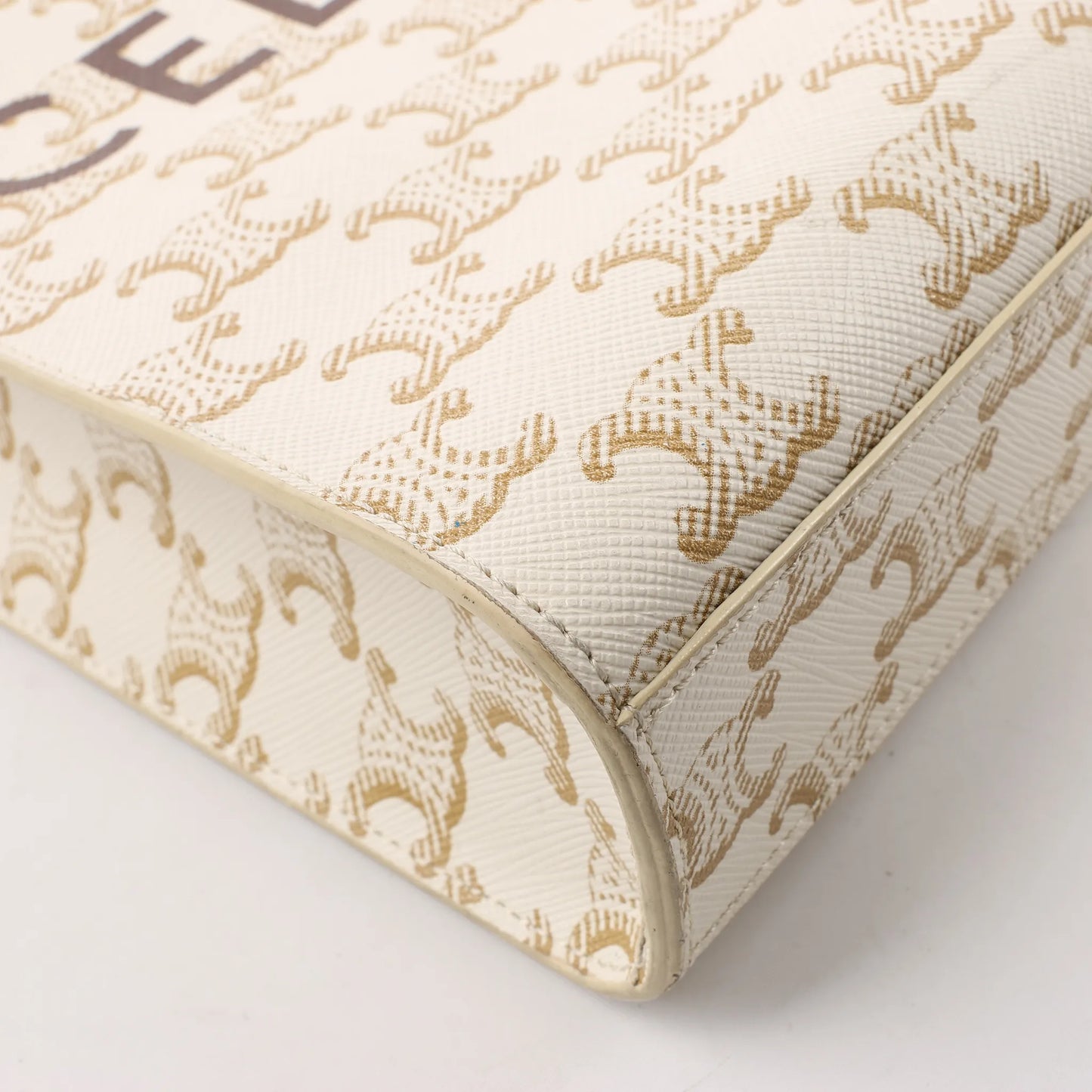 Celine Triomphe Mini Vertical Hippopotamus PVC x Leather 2Way Handbag White x Brown