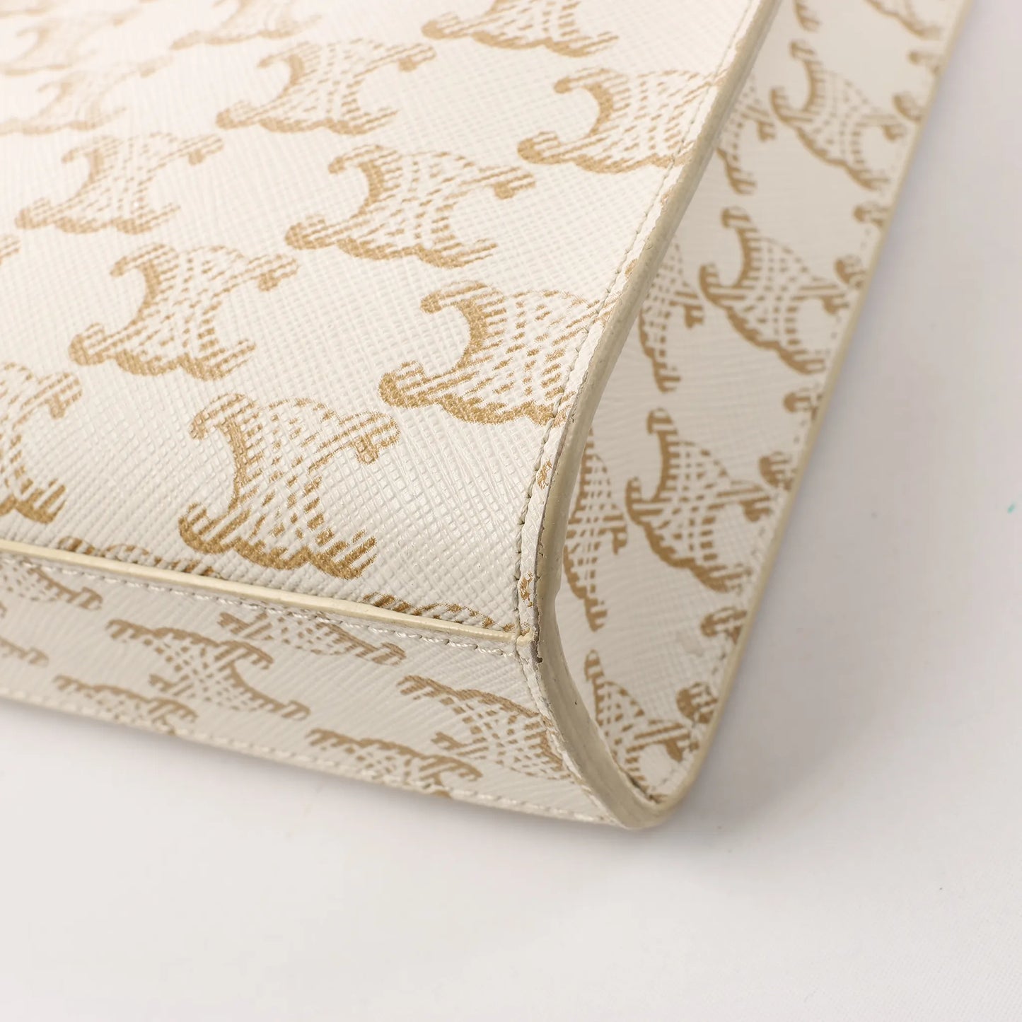 Celine Triomphe Mini Vertical Hippopotamus PVC x Leather 2Way Handbag White x Brown