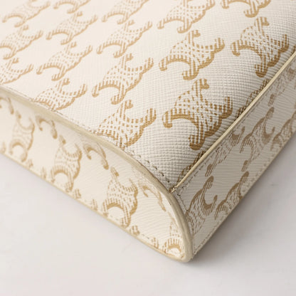 Celine Triomphe Mini Vertical Hippopotamus PVC x Leder 2-Wege Handtasche Weiß x Braun