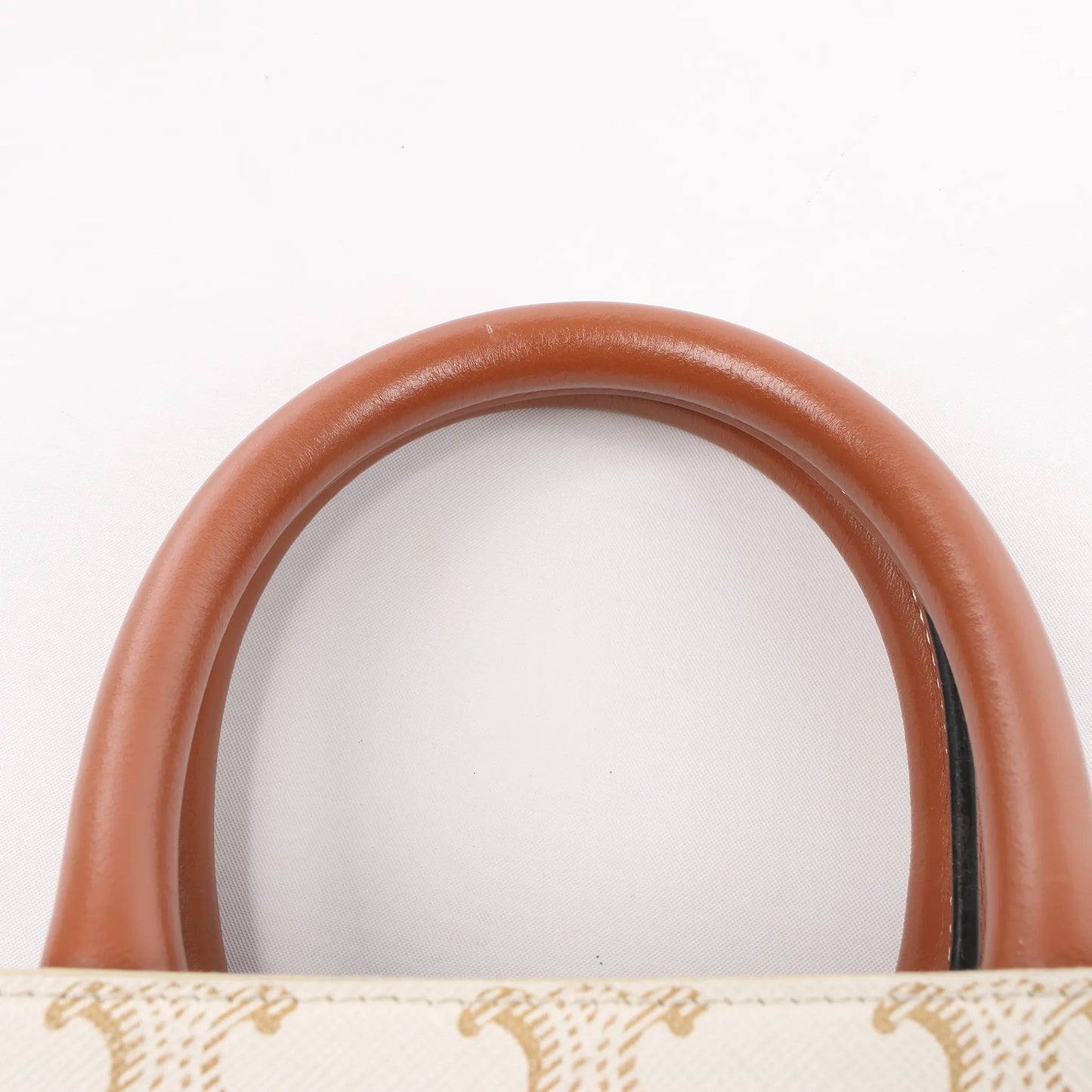 Celine Triomphe Mini Vertical Hippopotamus PVC x Leather 2Way Handbag White x Brown