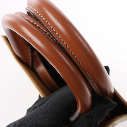 Celine Triomphe Mini Vertical Hippopotamus PVC x Leder 2-Wege Handtasche Weiß x Braun