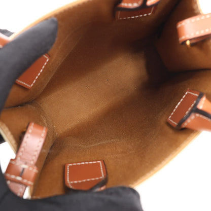 Celine Triomphe Mini Vertical Hippopotamus PVC x Leather 2Way Handbag White x Brown