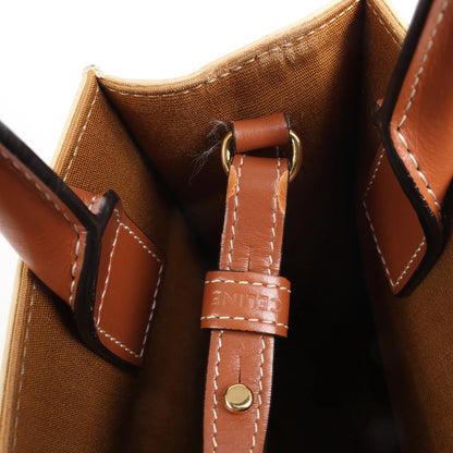 Celine Triomphe Mini Vertical Hippopotamus PVC x Leder 2-Wege Handtasche Weiß x Braun