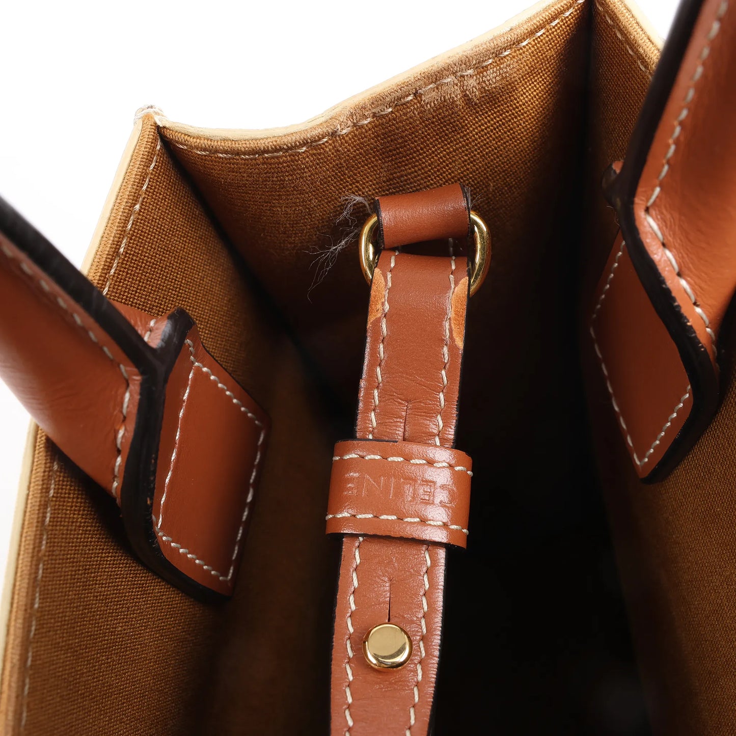 Celine Triomphe Mini Vertical Hippopotamus PVC x Leather 2Way Handbag White x Brown