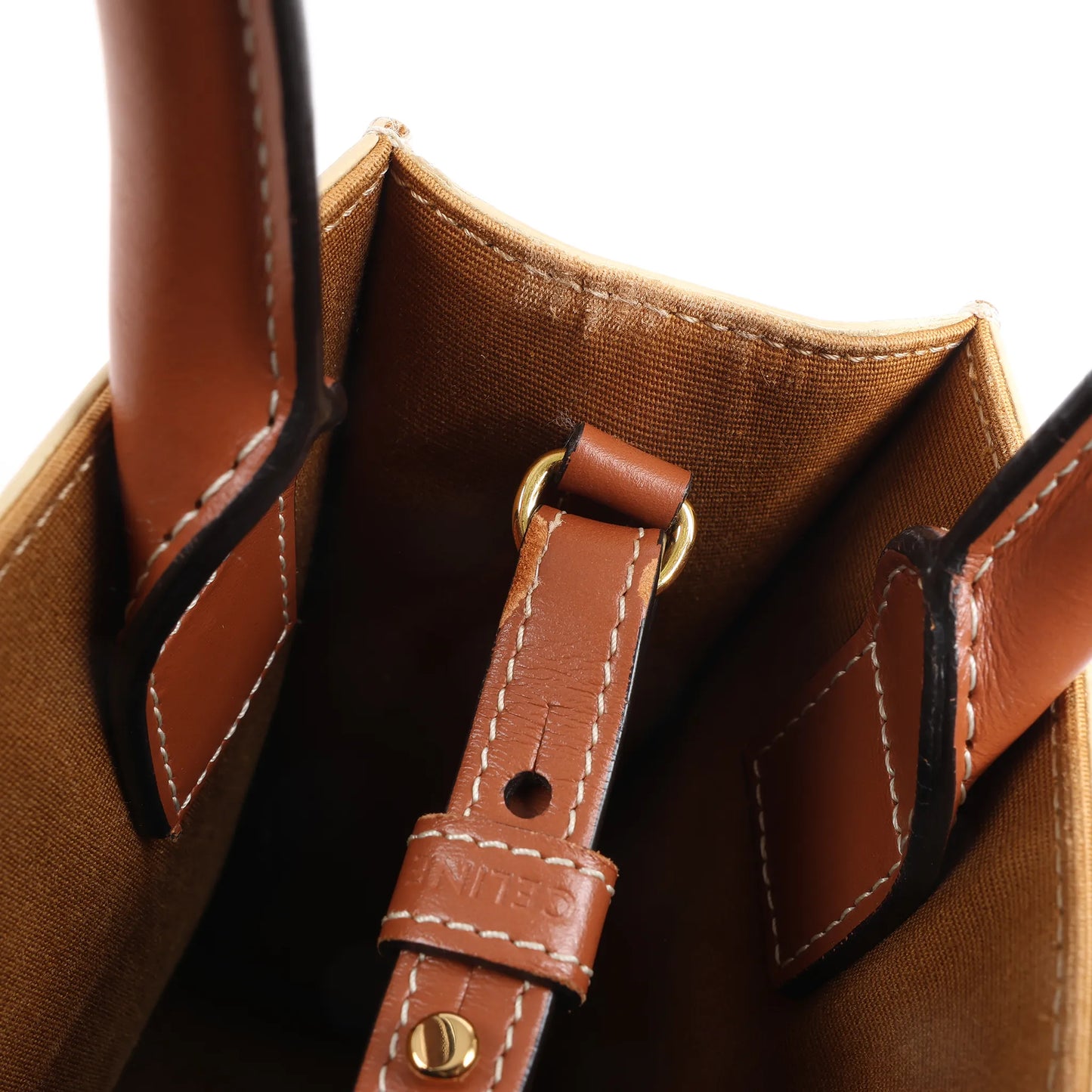 Celine Triomphe Mini Vertical Hippopotamus PVC x Leder 2-Wege Handtasche Weiß x Braun