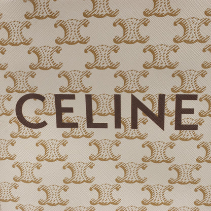 Celine Triomphe Mini Vertical Hippopotamus PVC x Leather 2Way Handbag White x Brown