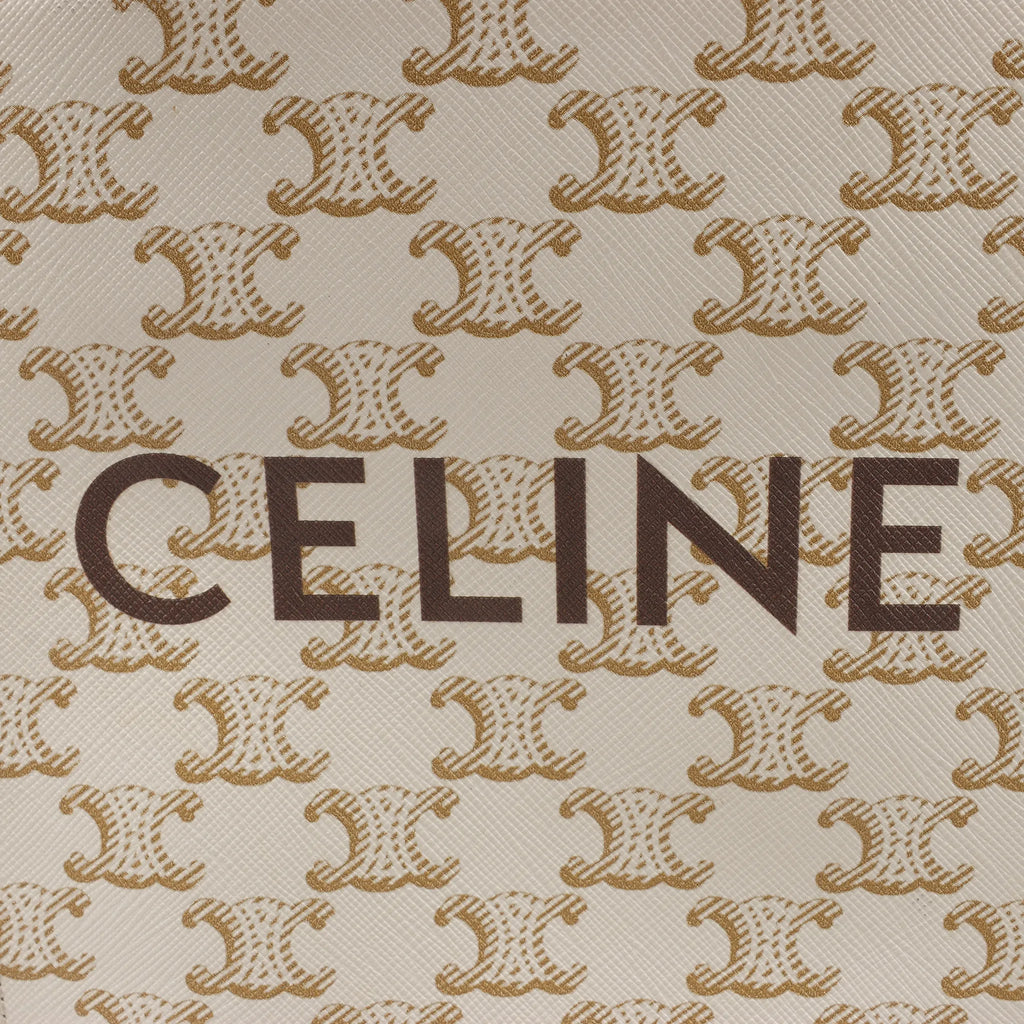 Celine Triomphe Mini Vertical Hippopotamus PVC x Leather 2Way Handbag White x Brown