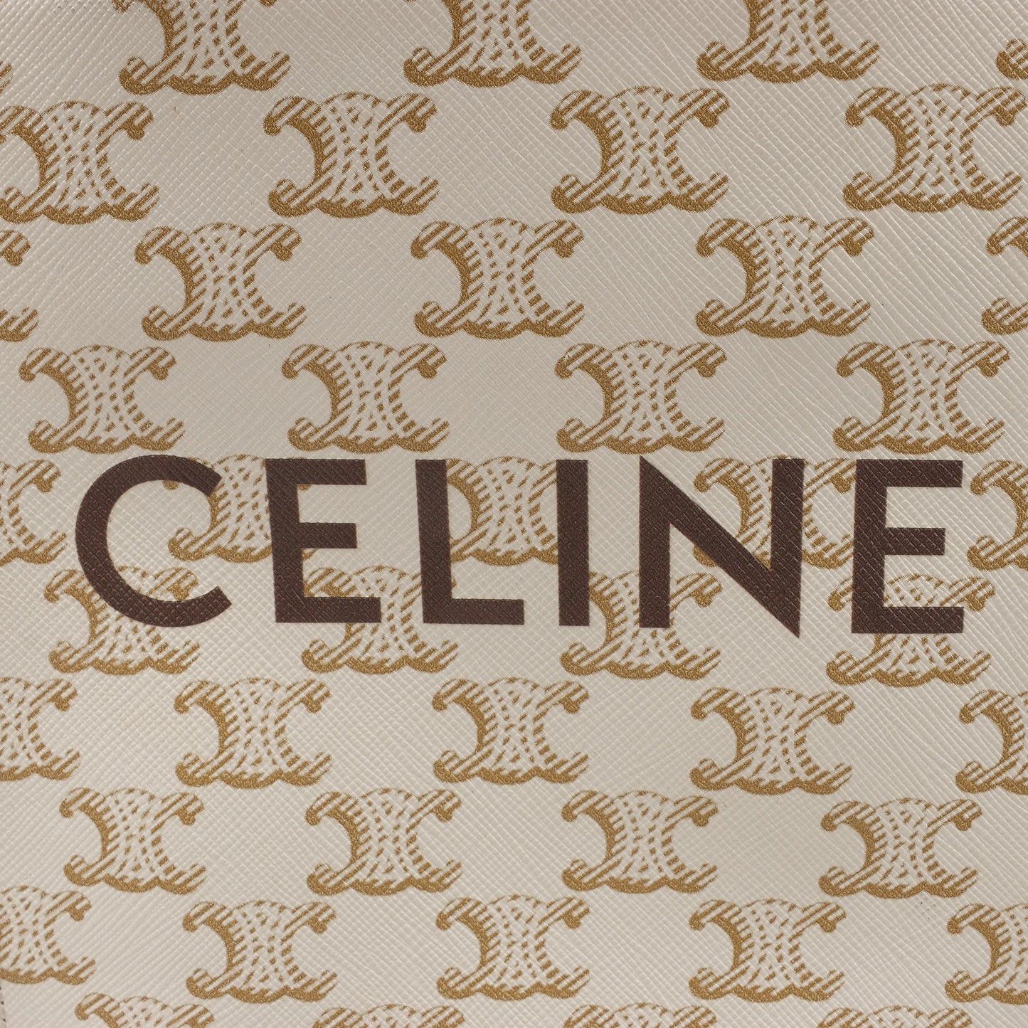 Celine Triomphe Mini Vertical Hippopotamus PVC x Leder 2-Wege Handtasche Weiß x Braun