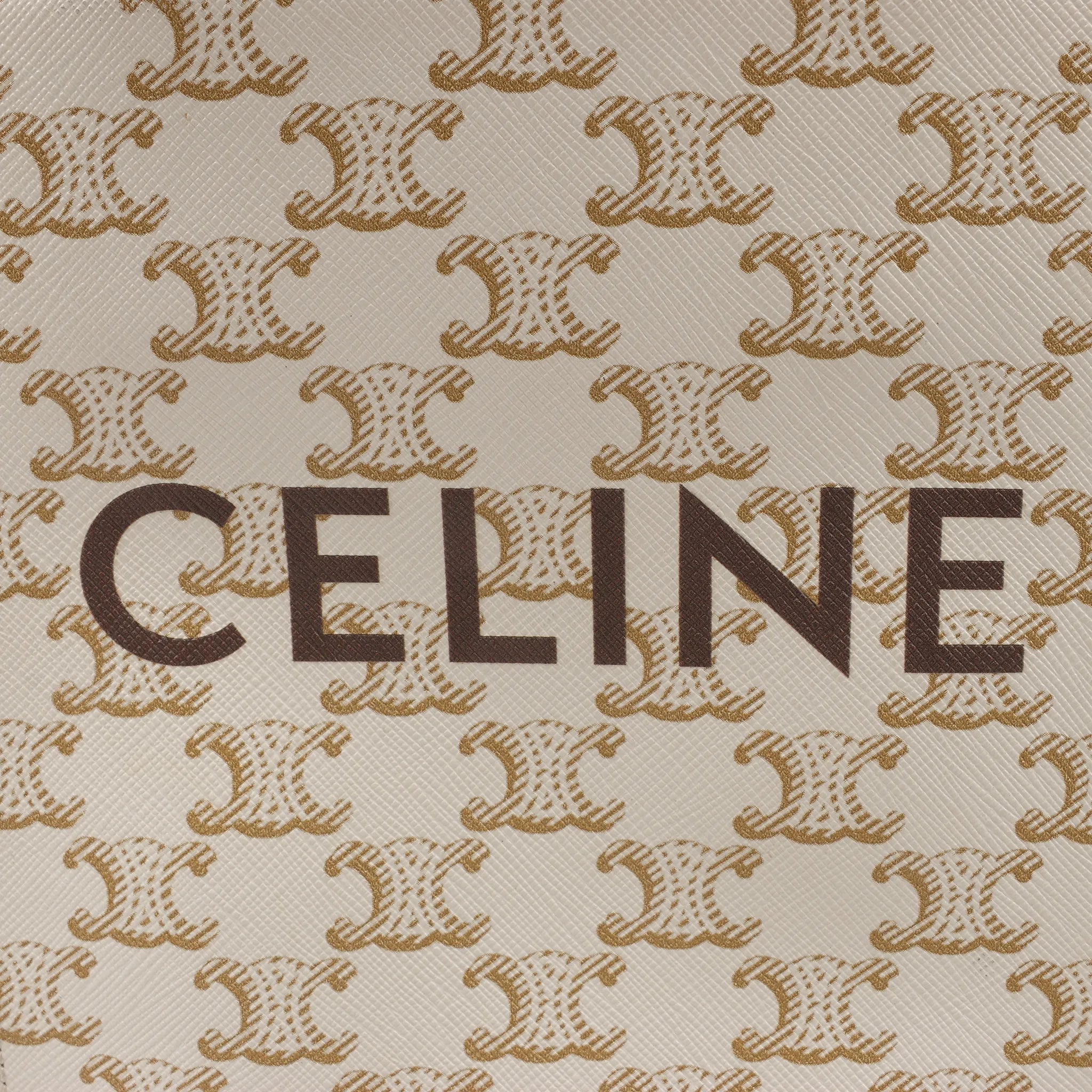 Celine Triomphe Mini Vertical Hippopotamus PVC x Leather 2Way Handbag White x Brown